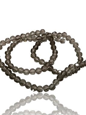 14” Strand Vintage 4mm Faceted Smoky Gray Glass Beads